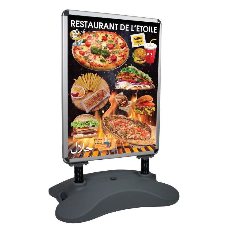Stop trottoir haute stabilité A0 84x119cm avec ressort et reserve 25 litres