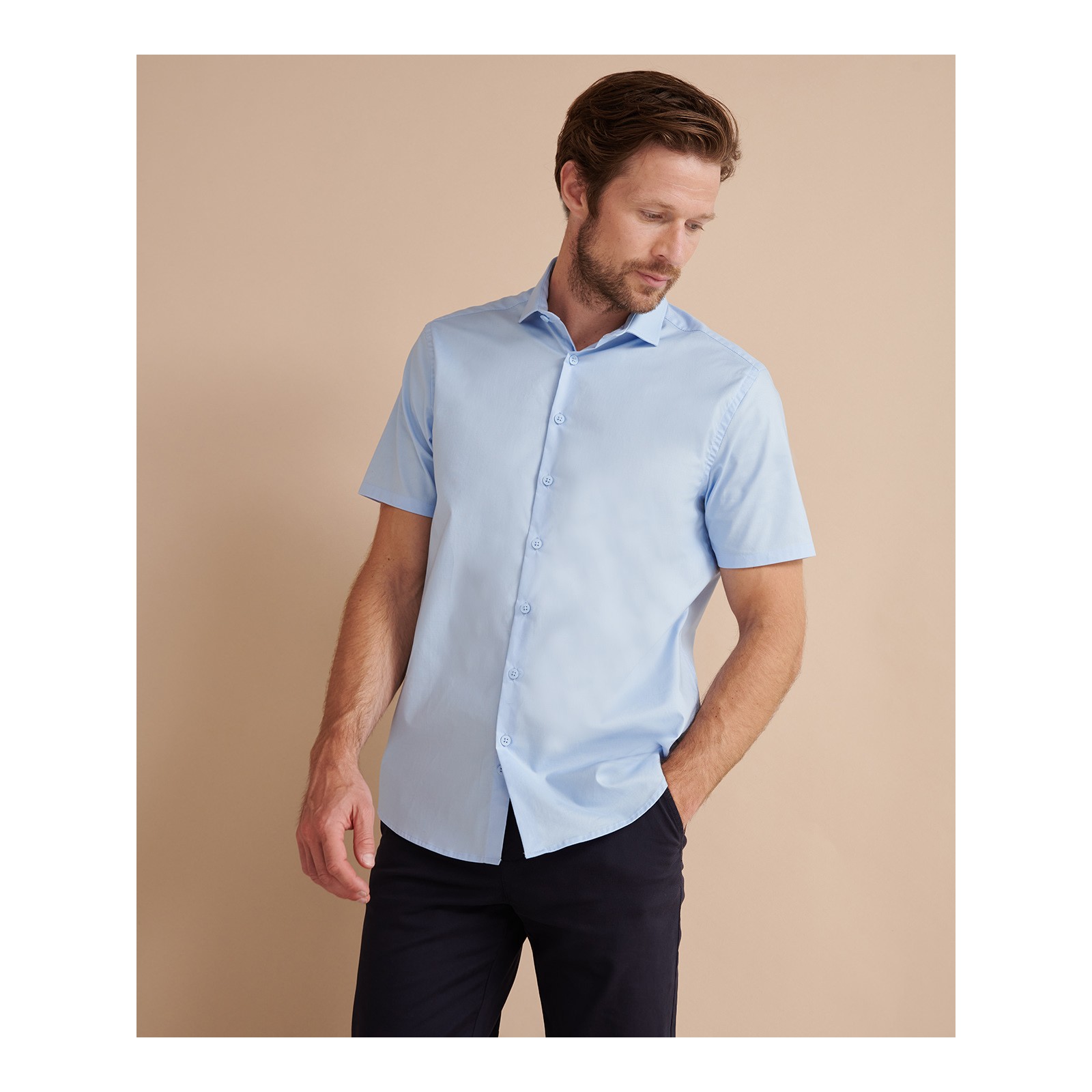 Chemise stretch à manches courtes pour hommes HB537