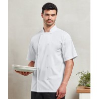 Veste de cuisinier à manches courtes boutons - pression Premier PR664