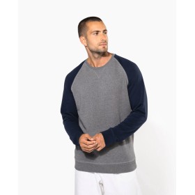 Sweat-shirt BIO bicolore col rond manches raglan homme Kariban K491