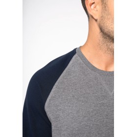 Sweat-shirt BIO bicolore col rond manches raglan homme Kariban K491