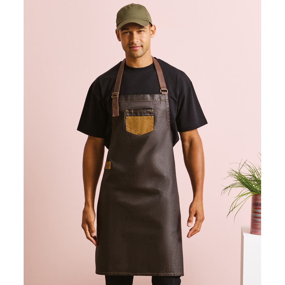 Tablier bavette denim effet ciré et simili cuir Division-PREMIER