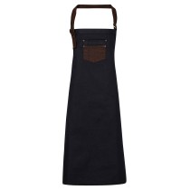 Tablier bavette denim effet ciré et simili cuir Division-PREMIER